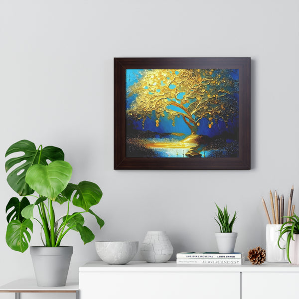 Gold Tree Framed Horizontal Poster