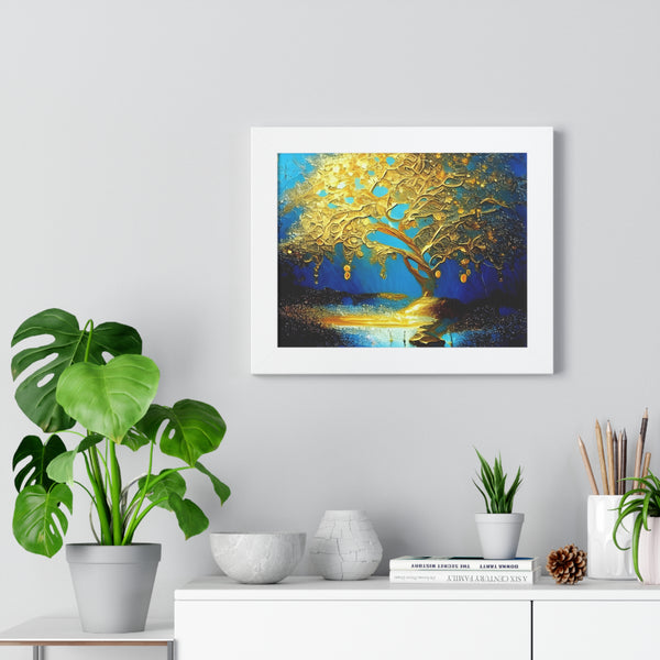 Gold Tree Framed Horizontal Poster