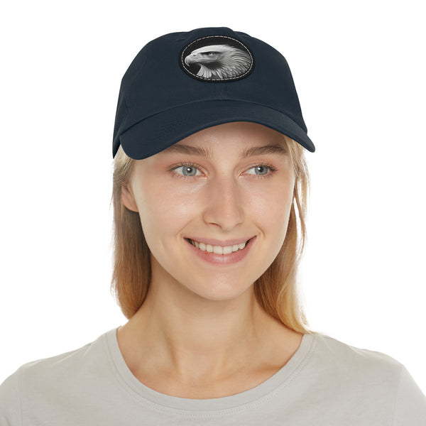 Eagle Dad Hat with Leather Patch (Round)