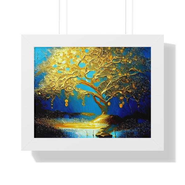 Gold Tree Framed Horizontal Poster